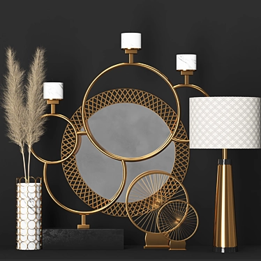 Golden Texture Decor Set 3D model image 1 