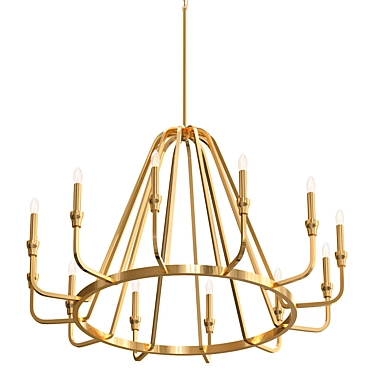 Elegant Gold Chandelier: Minimal Charm 3D model image 1 