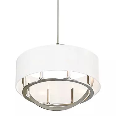 Modern Brushed Nickel Halo Chandelier 3D model image 1 