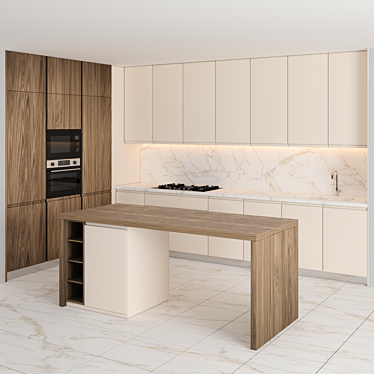 Modern Island Kitchen: Versatile and High-Quality 3D model image 1 