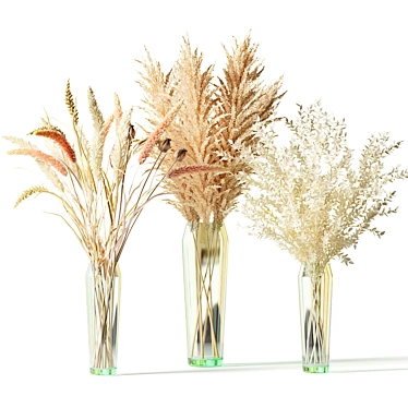 Elegant Dried Flower Bouquet Set 3D model image 1 