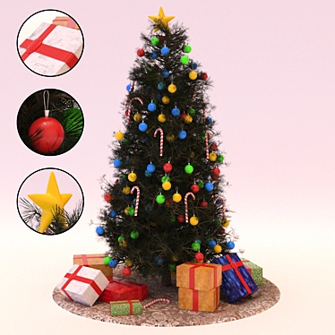 Festive Fir Tree with Presents 3D model image 1 