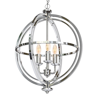 Elegant Chrome 3-Light Orb Lantern 3D model image 1 