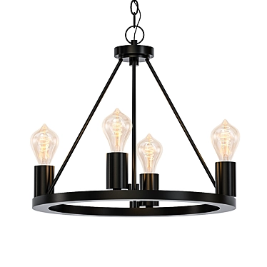 Luxe Black LED Chandelier 3D model image 1 