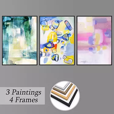 Modern Wall Art Set with Multiple Frames 3D model image 1 