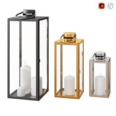Elegant Decorative Lantern Set 3D model image 1 