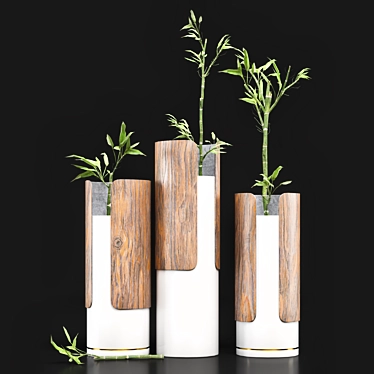 Bamboo Fusion Wood Ceramic Vase 3D model image 1 