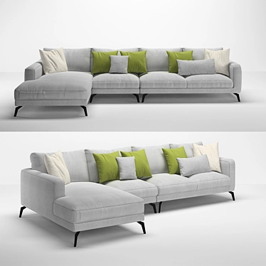 Modern Gray Sectional Sofa 3D model image 1 