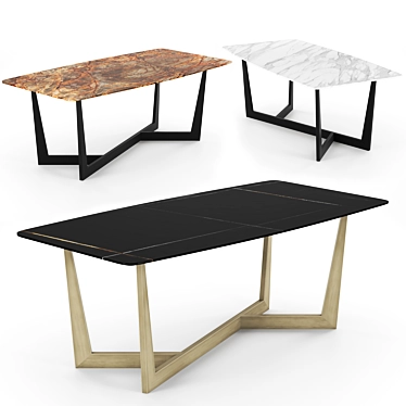 Luxury Marble Table: Calacatta, Rainforest Brown, Sahara Noir 3D model image 1 