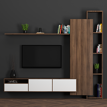 Modular TV Wall 25: High-Quality Design for Stunning Renders 3D model image 1 