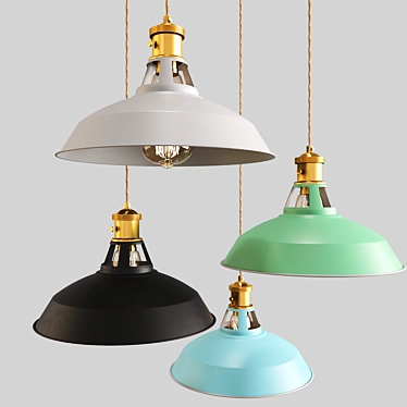 Scandinavian Pendant Lights: Black, Gray, Green, Blue. 3D model image 1 