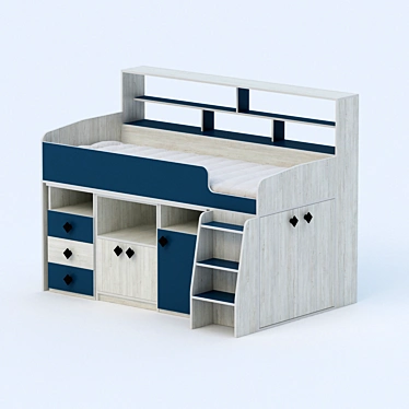5-Piece Kids Loft Bed Set 3D model image 1 