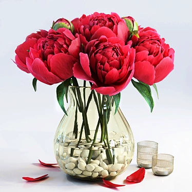 4-Piece Flower Set: Versatile 3D Models 3D model image 1 