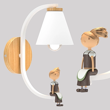 Scandi Wall Lamp for Nursery 3D model image 1 