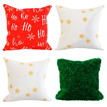 Cozy Christmas Fur Pillows 3D model image 1 