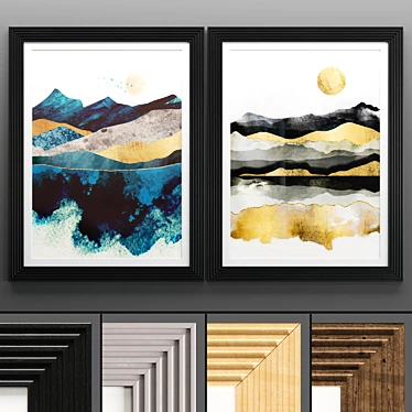 Elegant Art Frames: 2 Textured Frames 3D model image 1 