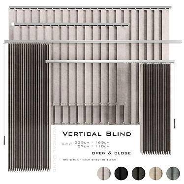 Versatile Vertical Blinds  5 Materials  Multiple Sizes  3D model image 1 