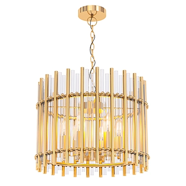 Golden Cylinder Pendant Light 3D model image 1 