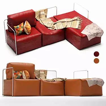 Elegant Leather Sofa with Resting Unit 3D model image 1 