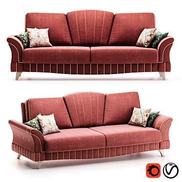 Title: Monroe 3-Seater Velvet Sofa 3D model image 1 