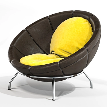 Elegant Leather Circular Chair 3D model image 1 
