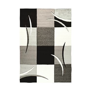 Modern Black-White Checkered Rug 3D model image 1 