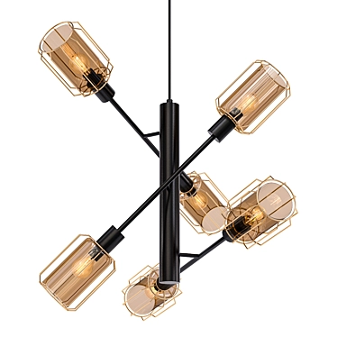 Citilux Taverna Pendant - Modern Chic Black with Cream Cylinder Shades 3D model image 1 