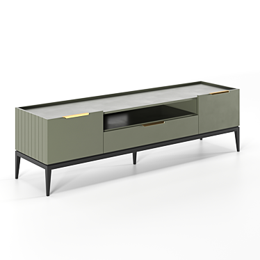 Modern TV Cabinet with Drawer & Folding Fronts 3D model image 1 