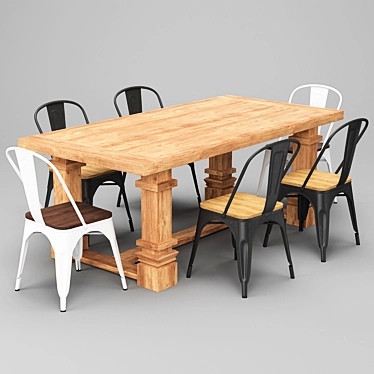 Contemporary Dining Table Set 3D model image 1 