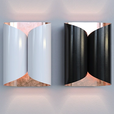 Minimalist Ringlet Sconce: Black or White 3D model image 1 