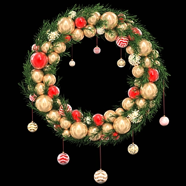 Festive Holiday Wreath 3D Model 3D model image 1 