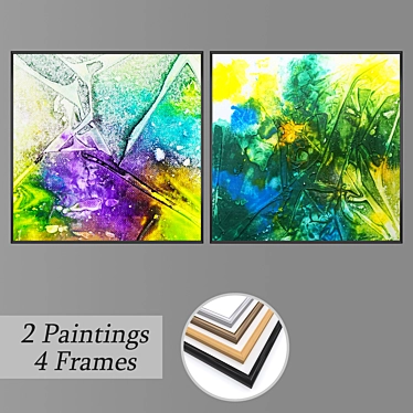 Title: Multi-Panel Art Set with 4 Frames 3D model image 1 