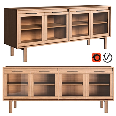 Modern JP Line 6.0 Glass Media Console 3D model image 1 