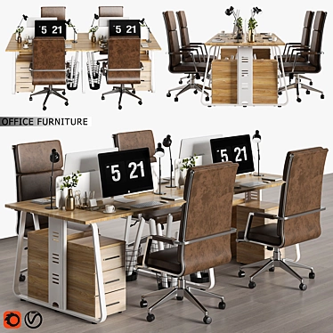 Modern Office Furniture Set 3D model image 1 