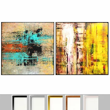 Fluorescent Landscape Art Frame Set 3D model image 1 