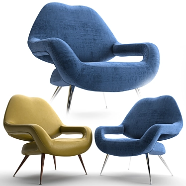 Elegant DU 55 Armchair 3D model image 1 