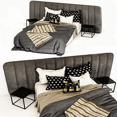 Modern Gray Bed 3D model image 1 