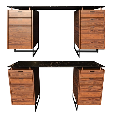 Fullerton Black Modular Desk 3D model image 1 