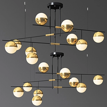 Sleek Brass LED Chandelier 3D model image 1 