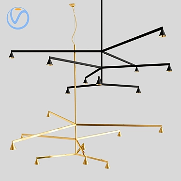 Modern Austere Chandelier: Elegant and Versatile 3D model image 1 