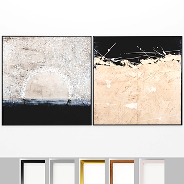 Minimalistic Framed Art - Black, Gray, Gold, Wood, White 3D model image 1 