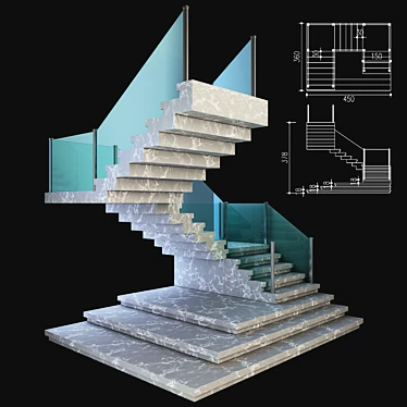 Sleek Staircase - 3D Modeled 3D model image 1 