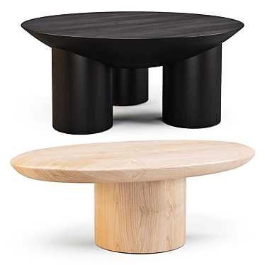 Sculptural Elegance: Pacific & Tom Coffee Tables by Crate and Barrel 3D model image 1 