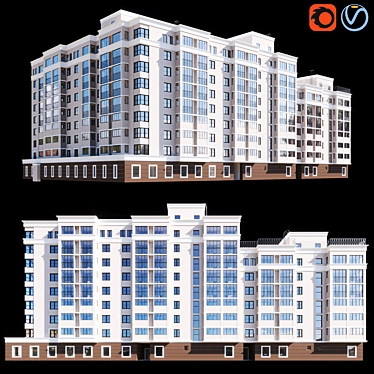 Modern Multi-Level Residential Building 3D model image 1 