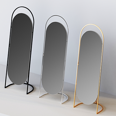 Elegant Brass-Framed Floor Mirror 3D model image 1 