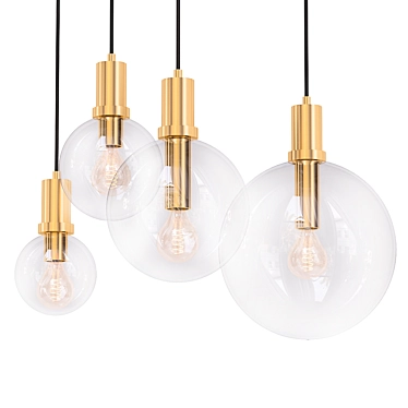 Golden Glass Globe Pendant Light 3D model image 1 