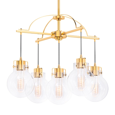 Rustic Brass Chandelier - 5-Light Statement Piece 3D model image 1 