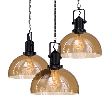 Black 008 Glass Pendant | Loft Style Pendant Light 3D model image 1 