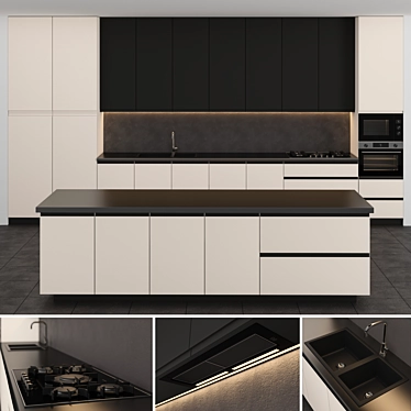 Modern Island Kitchen: Modular Design, High-Quality Textures & Models, Renders with V-Ray & Corona 3D model image 1 