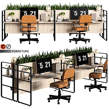 Modern Office Furniture Set 3D model image 1 